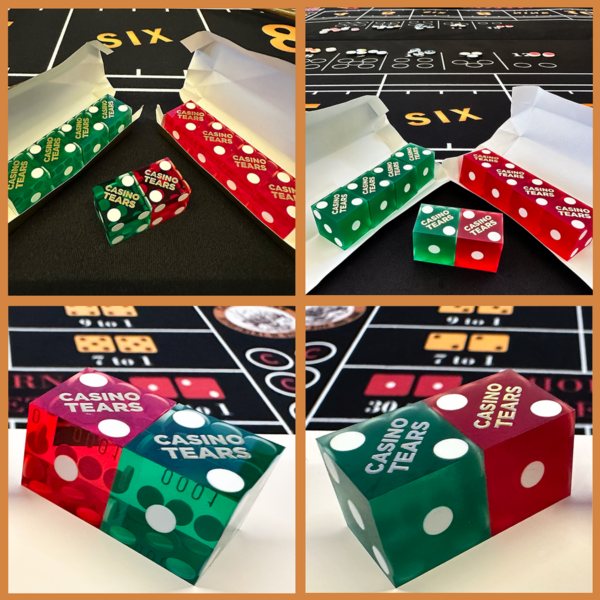 Casino Tears X-Mas Edition: Green & Red .775 Dice (4 Sticks), Sanded & Polished